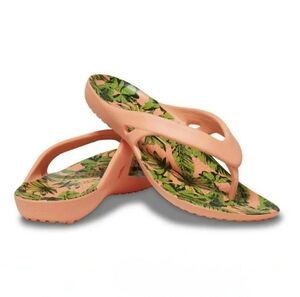 Crocs "Kadee ll" Iconic Comfort Palm Print Flip Thong Sandals